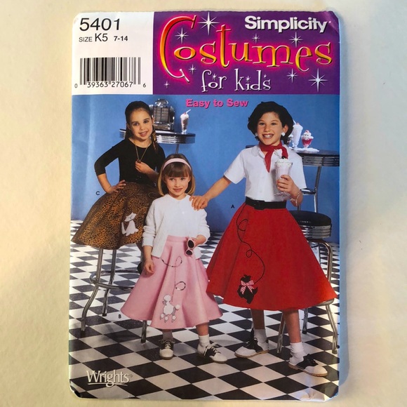 Simplicity 5401 uncut child’s and girls’ Poodle Skirts (7-14) - Picture 2 of 11